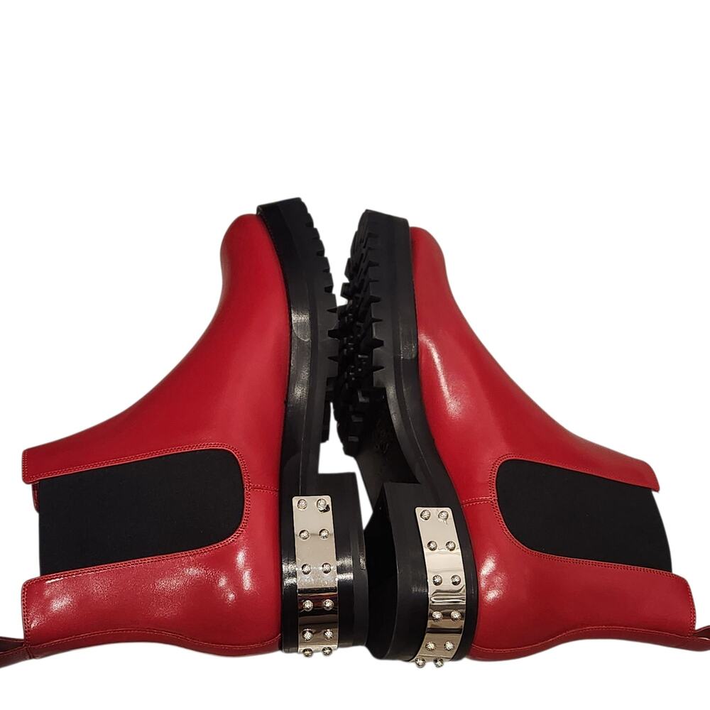 Alexander McQueen studded logo plaque red Chelsea boots size 39 - Picture 3 of 6